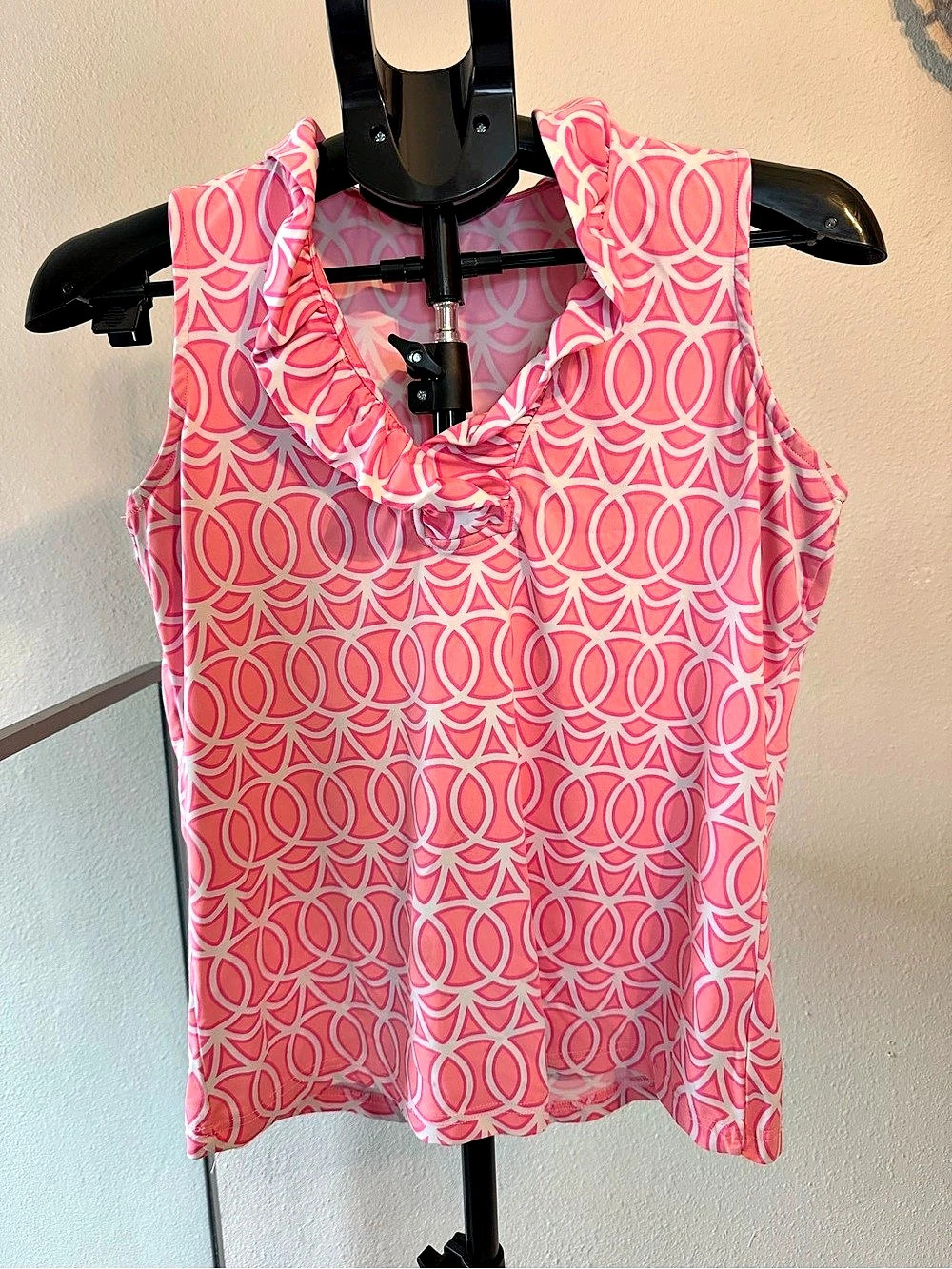 Lulu B Geometric Blouse in Pink & White